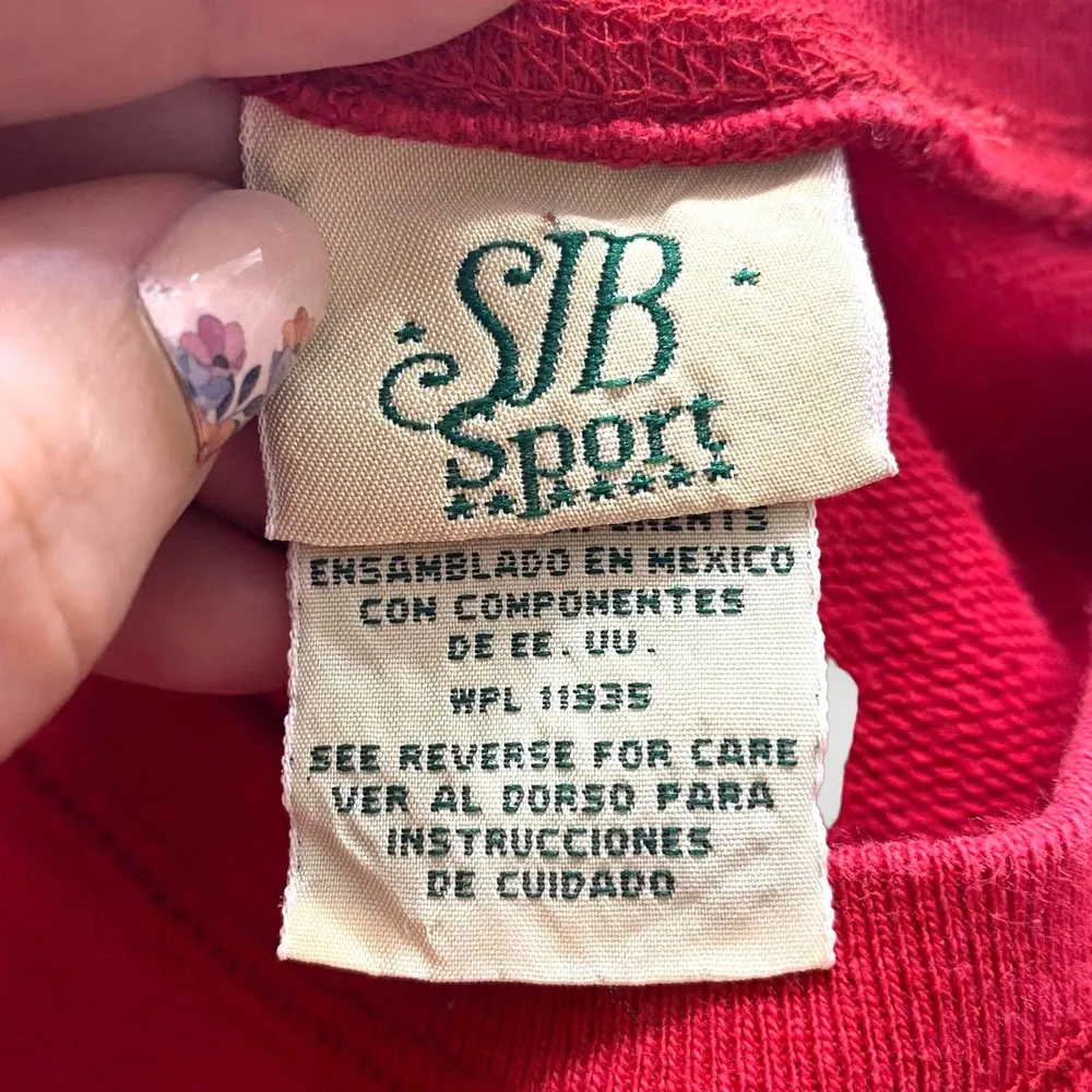 90s SJB SPORT Red Cotton Short Sleeve Center Seam Pocket Tee - Image 4