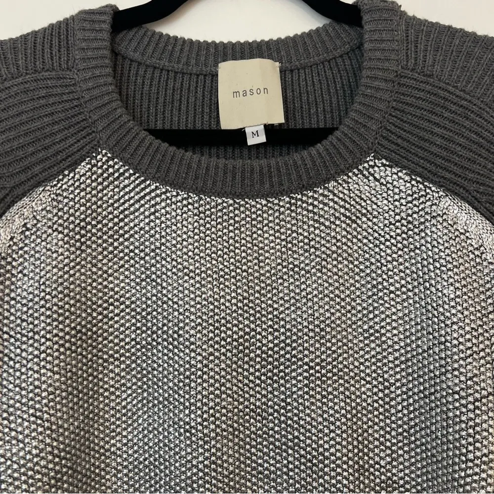 Revolve Mason Metallic Cashmere Blend Sweater Silver Size M - Image 2