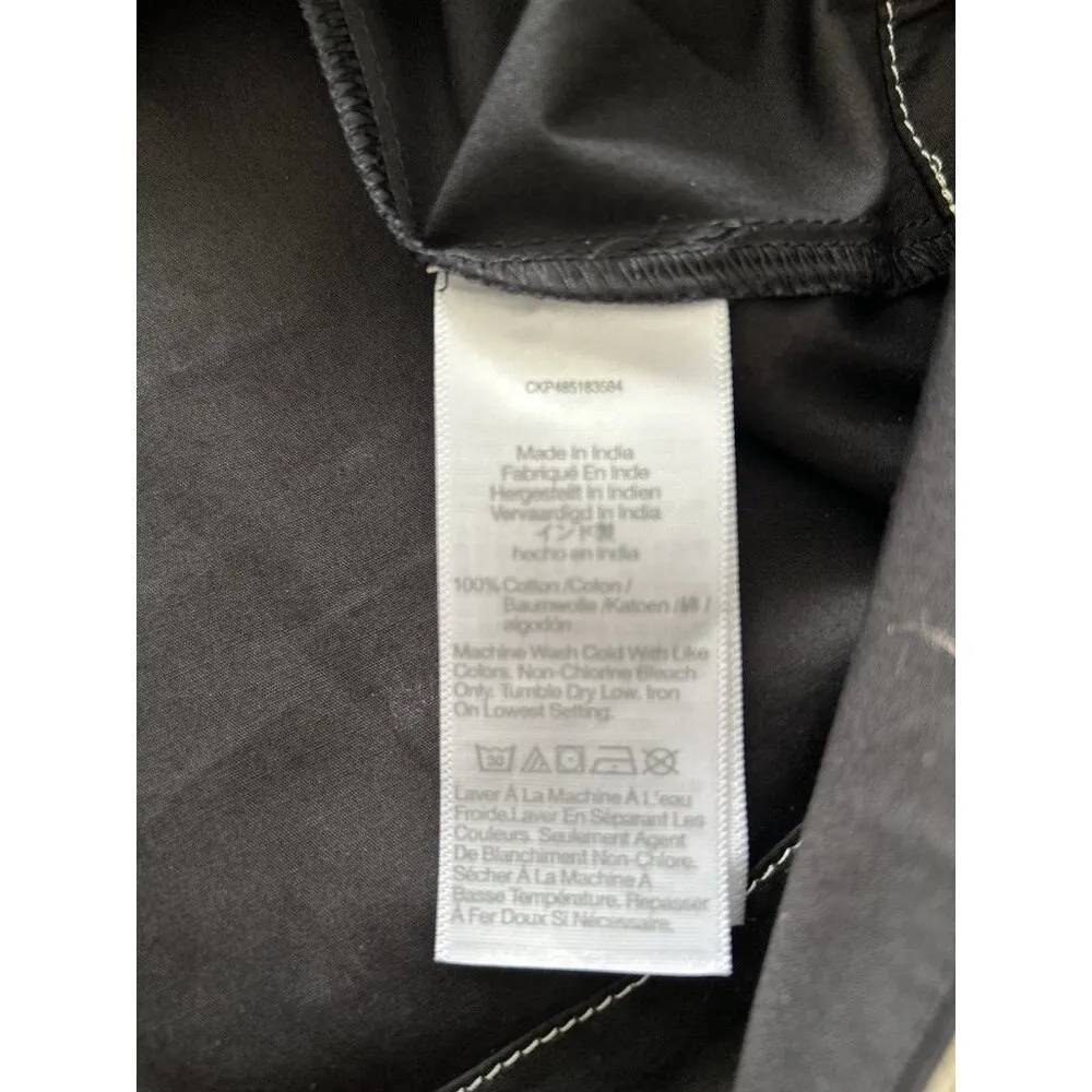 Madewell Jinni Dress Short Puff Sleeve Drop Waist Top Stitching Midi Black Sz 2 - Image 13