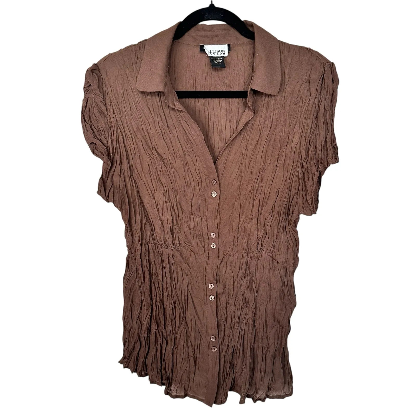 Allison Taylor Y2K 2000's Set of 2 Going Out Ruffle Tops Leopard Print Brown XL - Image 10