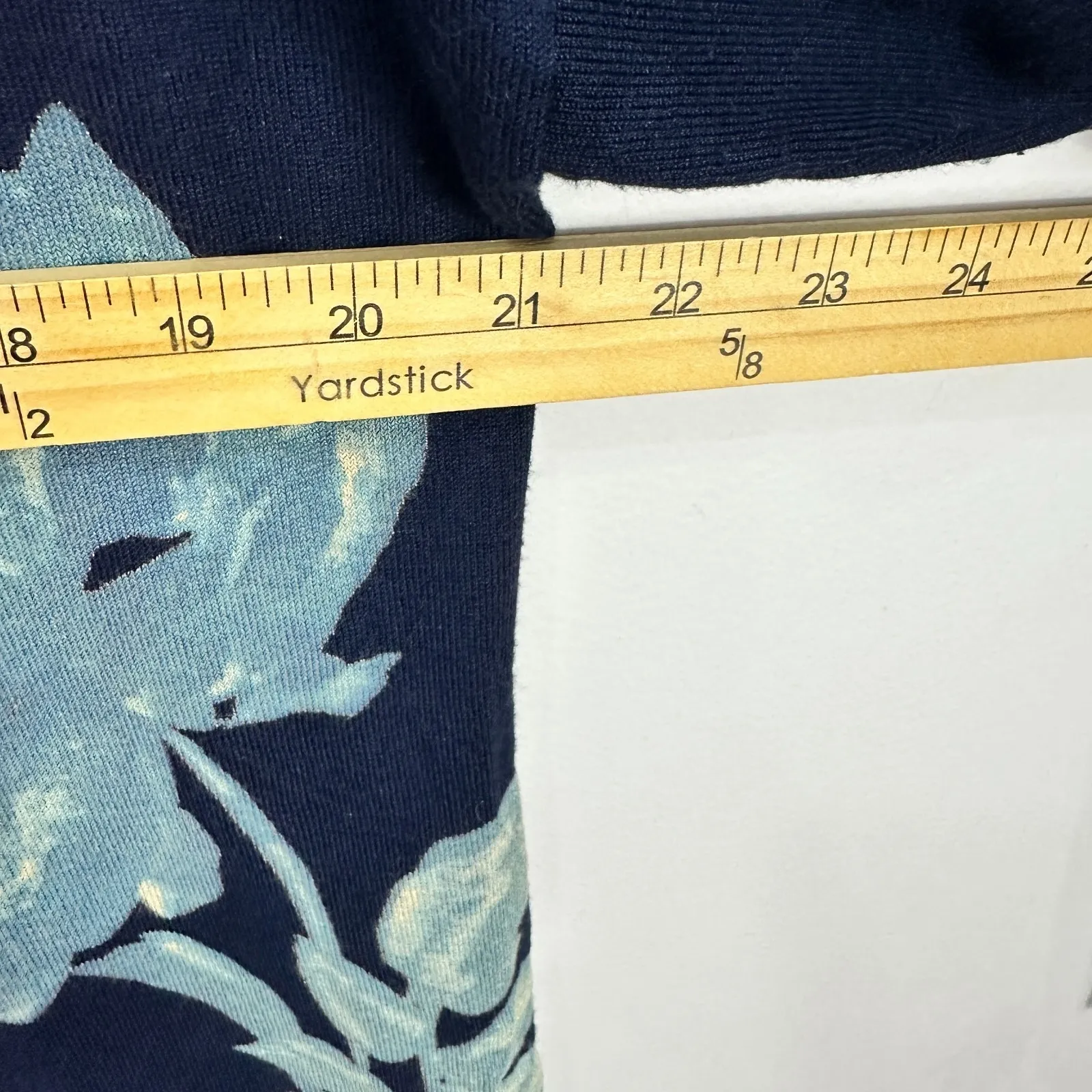 Roz & Ali L Navy Blue Floral Sweater Top Long Sleeve Boho Cottagecore Chic - Image 7