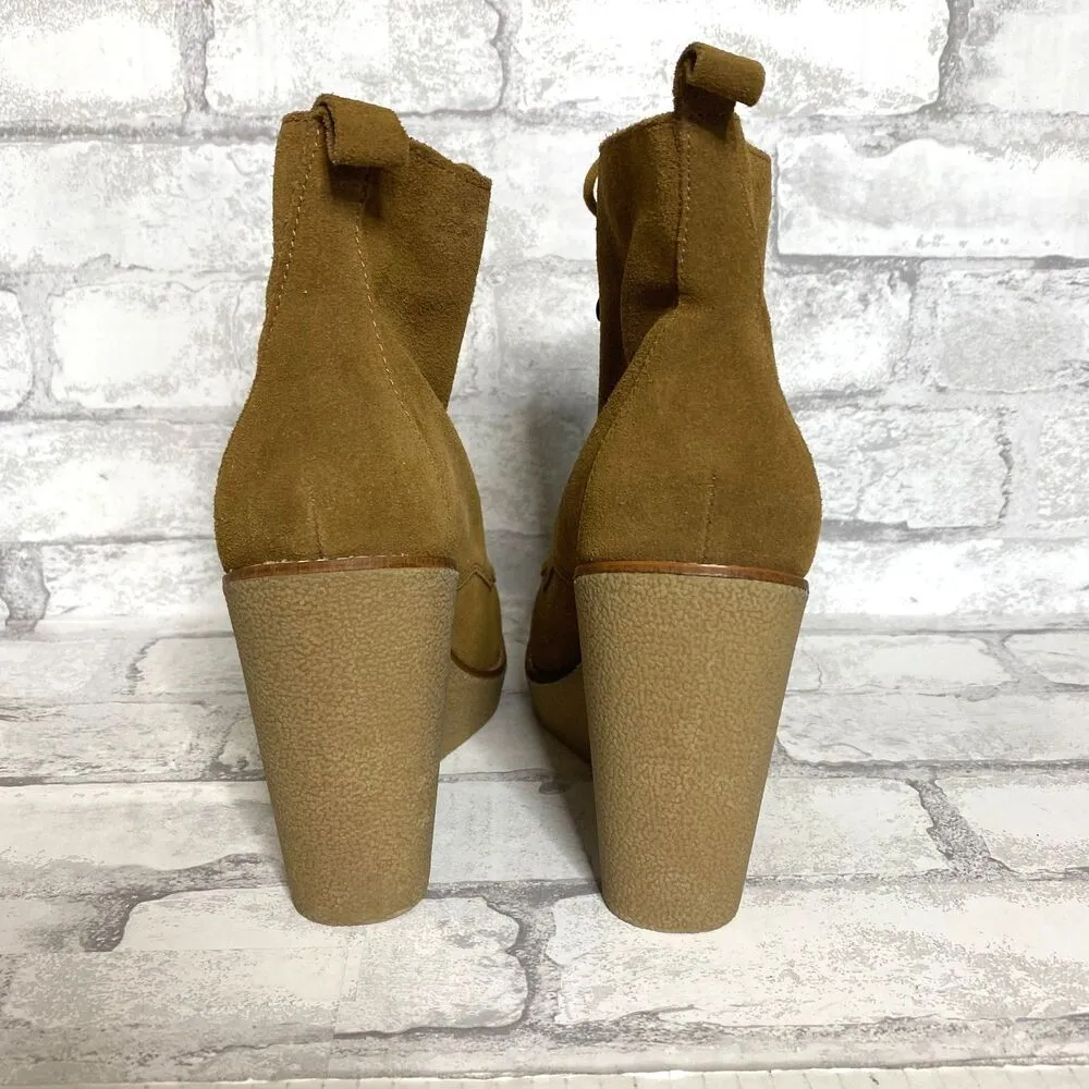NWOB Gap Lace Up Moccasin Wedge Leather Suede Booties Maple Sugar Sz 8.5 (flaw) - Image 4