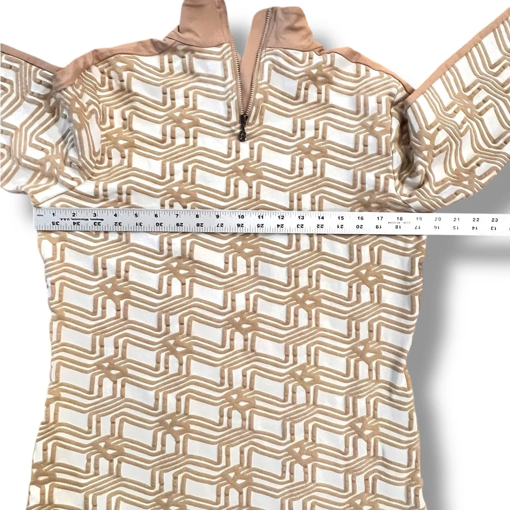 Bogner 1st Layer 1/4 Zip Pullover Womens 14 Tan Cream Print Base Thermal Ski Size XL - Image 5