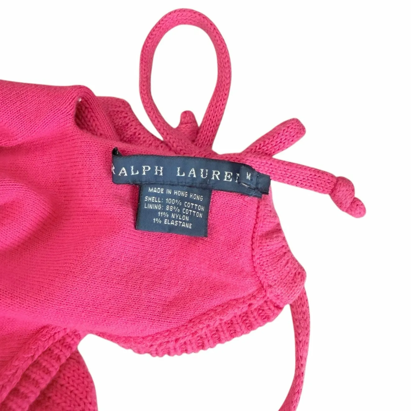 Vintage Y2K Ralph Lauren Pink Cable Knit Halter Top Sz M - Image 2