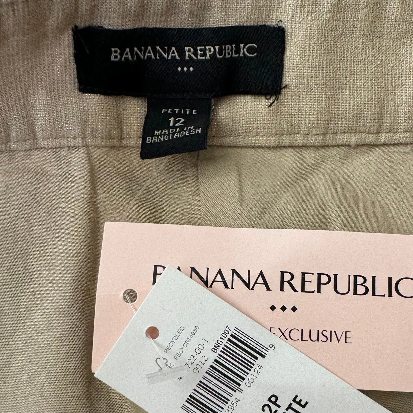 Banana Republic Petite Metallic Taupe Novelty 3" Shorts Size 12 NWT‎ - Image 4