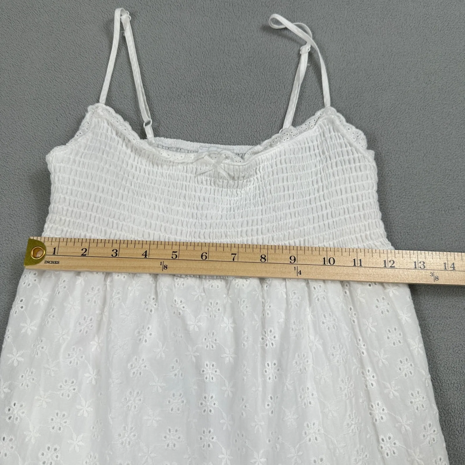 LA Hearts by Pacsun Dress S Women White Eyelet Embroider Tiered Smocked Sundress - Image 4
