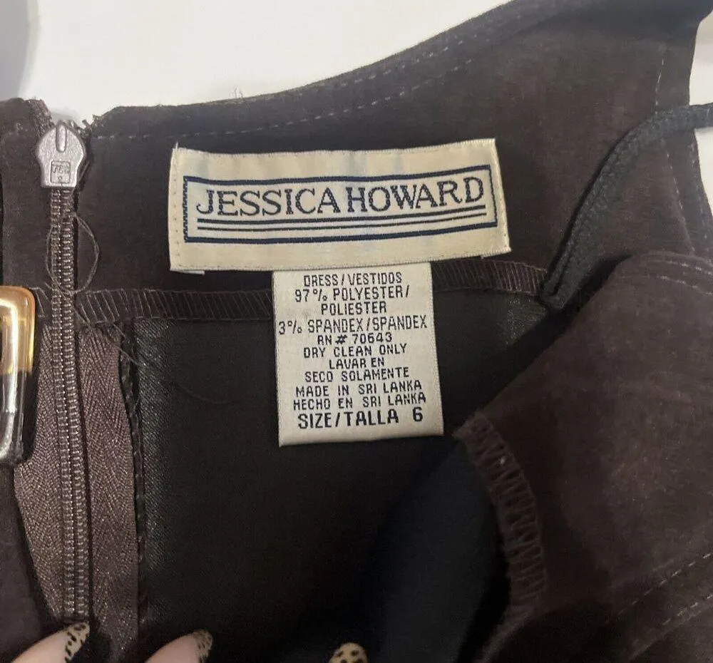 Vintage Jessica Howard Sz 6 Chocolate Brown 90s Dress - Image 8