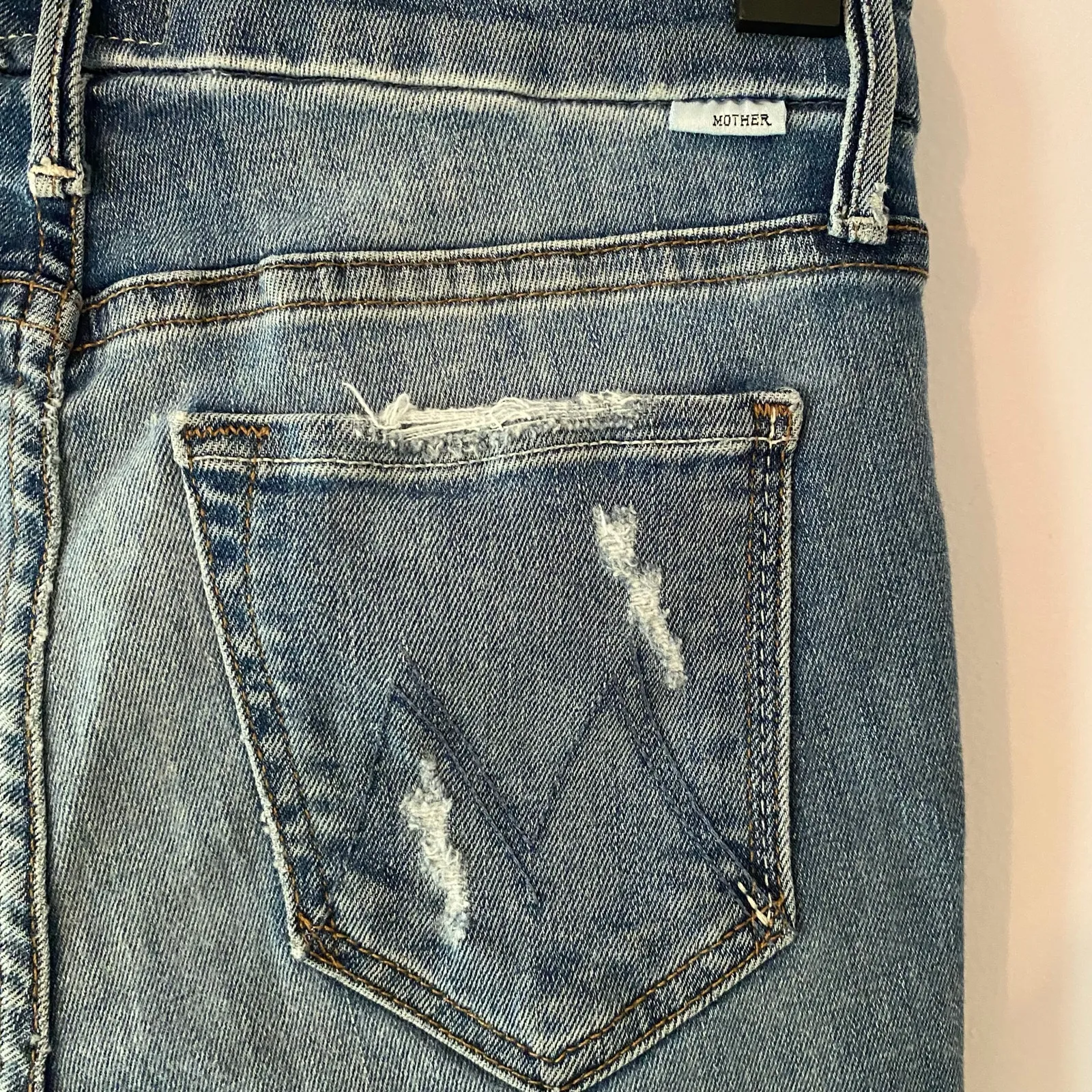 Mother Denim 24 Looker Ankle Fray Loud Is How I Love You Skinny Distressed Jeans Blue - Image 10