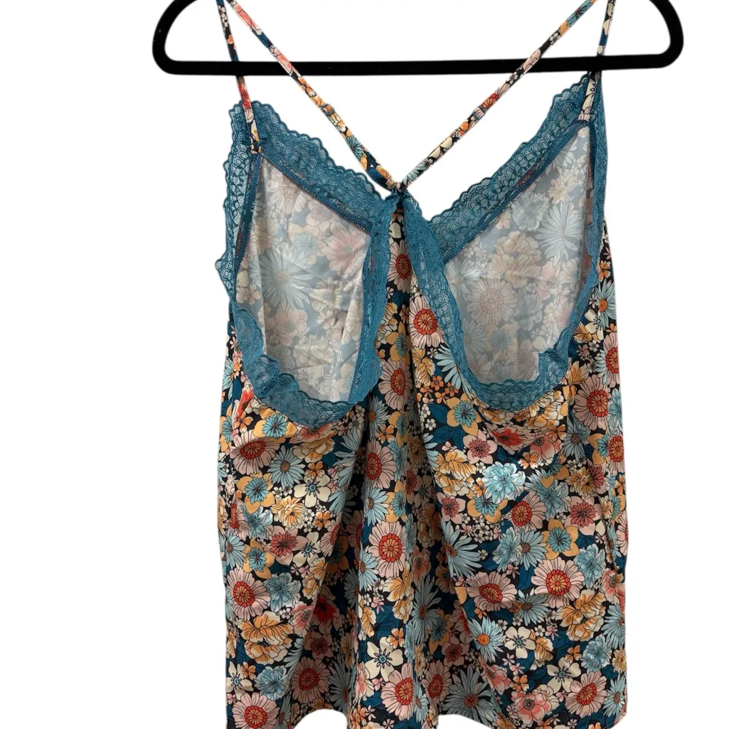 Floral Lace Trim Camisole in Blue and Orange Size undefined - Image 2