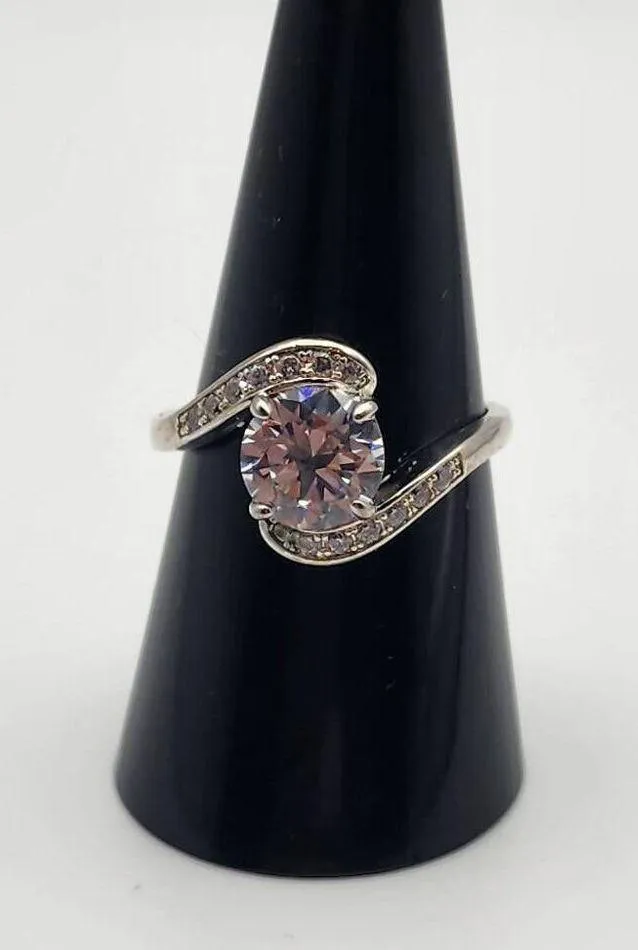 Fragrant Jewels April Birthstone Silver Tone CZ Bypass Ring (9) - Image 2