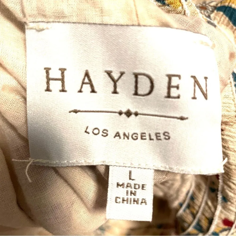 Hayden High Rise Y2K Flare Leg Pants Tan Floral Size Large - Image 6