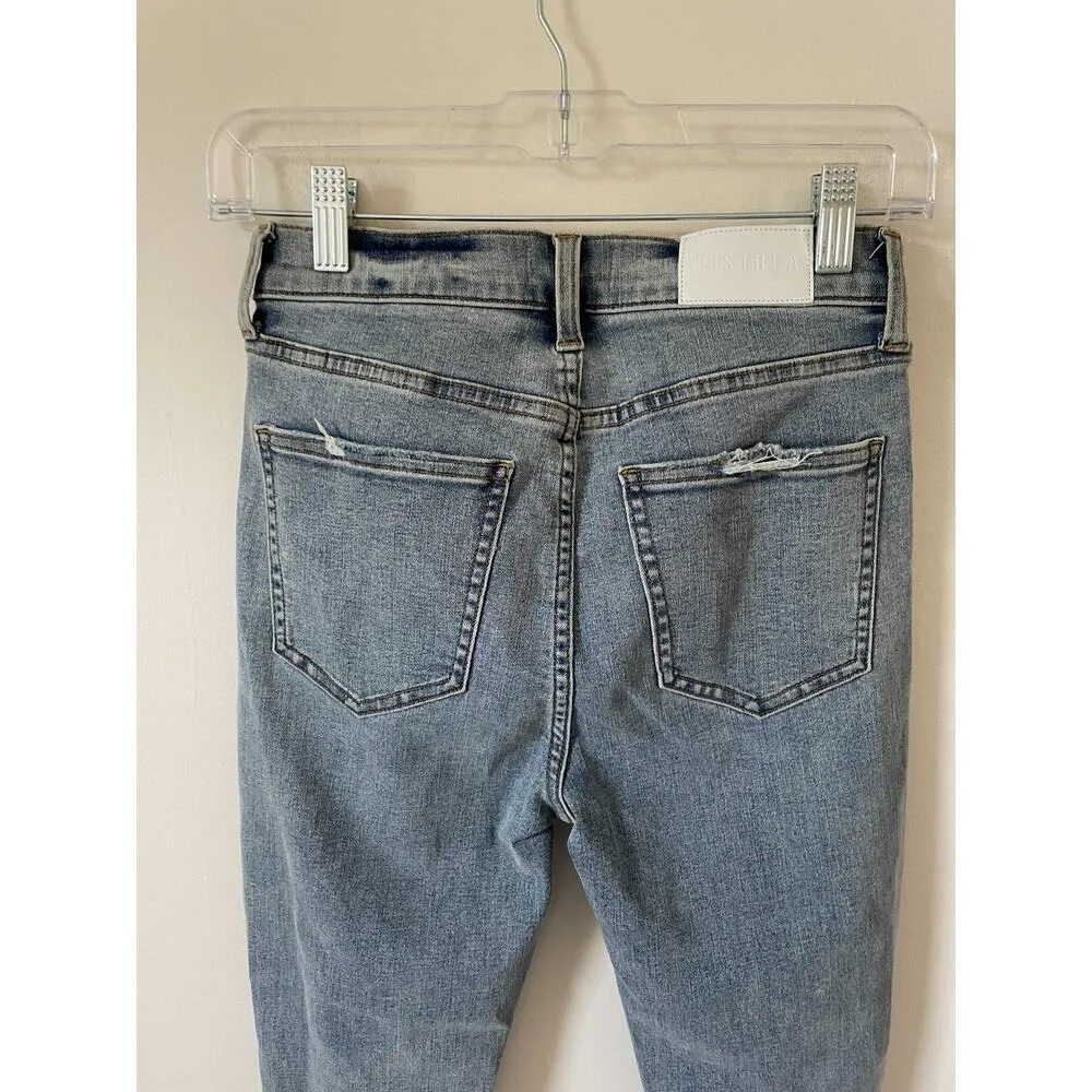 Pistola High Rise Distressed Skinny Denim Jeans Light Blue Wash Size 26 NEW - Image 5