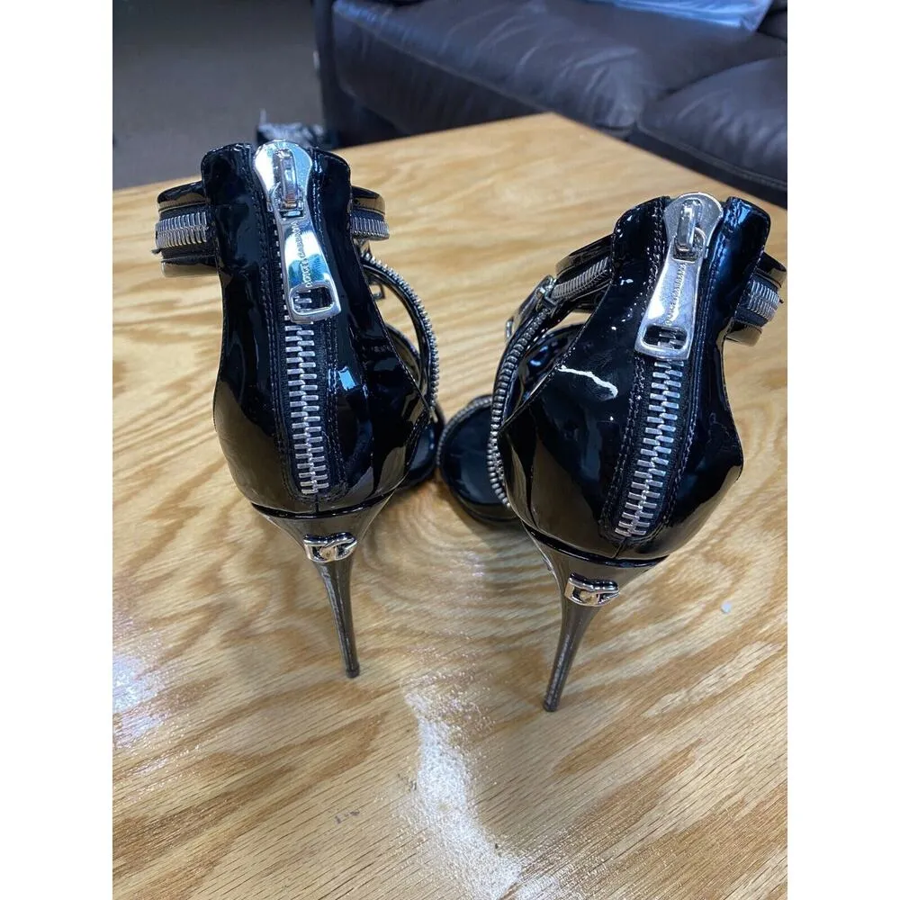 Dolce & Gabbana Heels Women's 6.5 Black Patent Leather Zip Up Stiletto Pump - Image 6