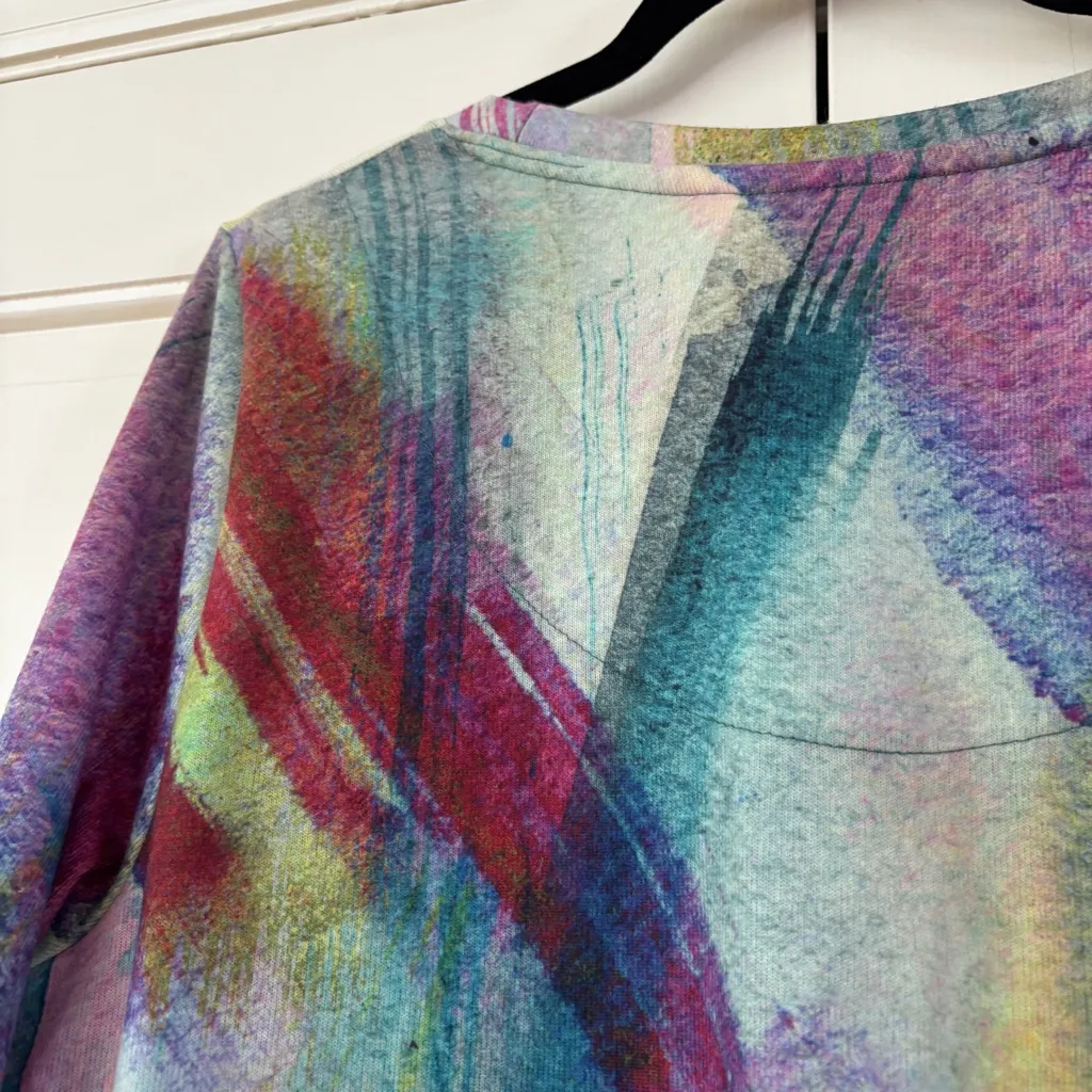 Soft Surroundings Size Large Tunic Top Blue Brushstroke Graphic Watercolor Shirt - Image 8