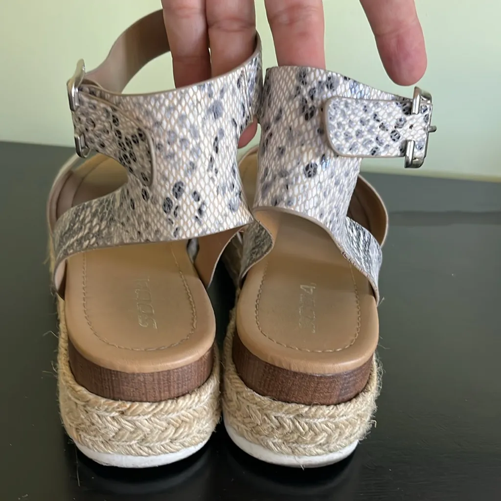 Soda  Topic Beige Python Platform Espadrille Wedge Sandal - Image 7