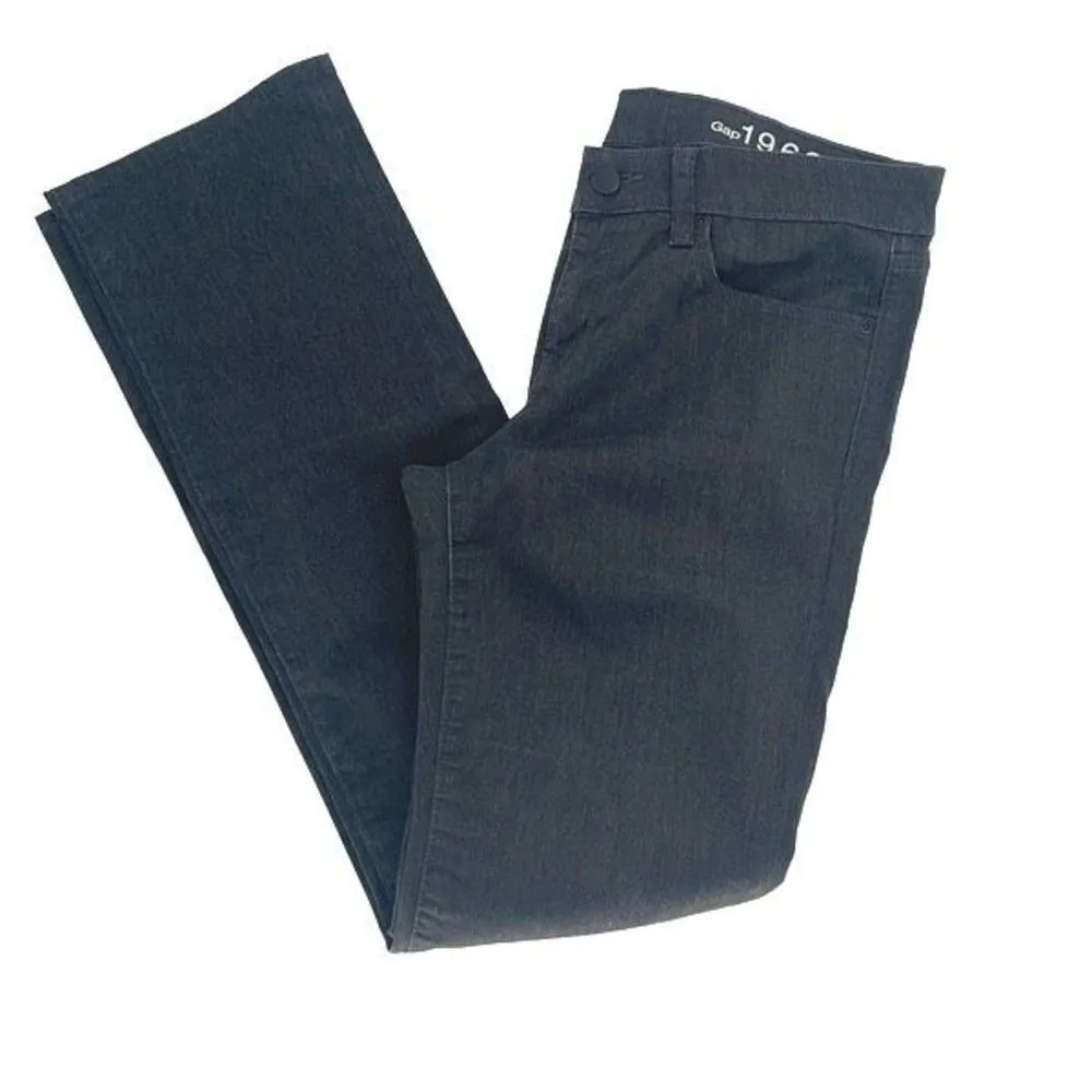 Gap 1969 Womens Stretch Dark Wash‎ Real Straight Denim Jeans Black Size 28 - Image 5