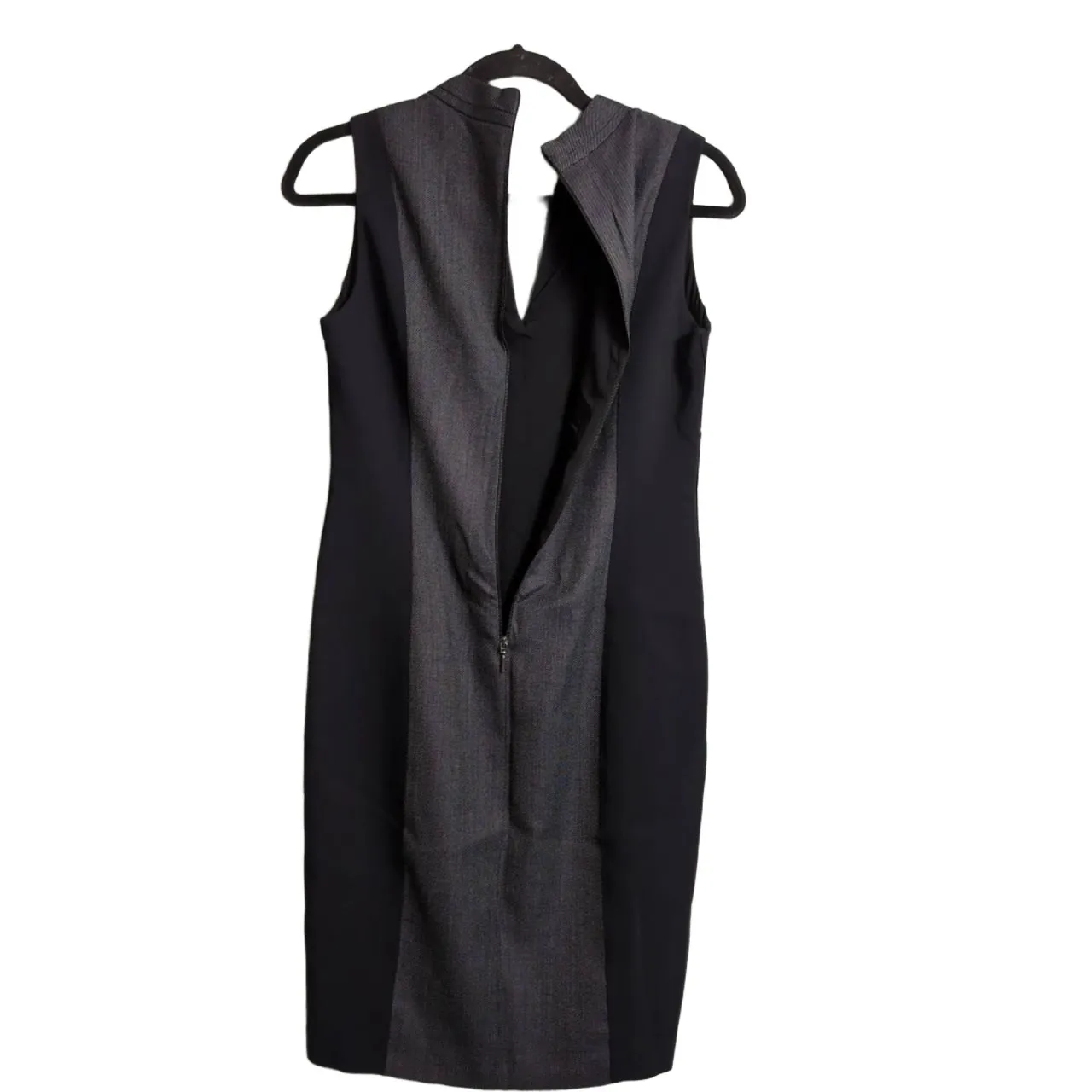 Elie Tahari Black Grey V-Neck Colorblock Sleeveless Dress US 4 - Image 5