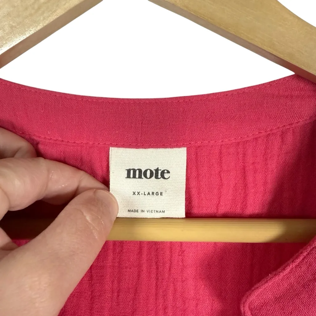 NWOT Mote Women’s Gauzy Cotton Tunic Henley in Pink Size XXL - Image 2