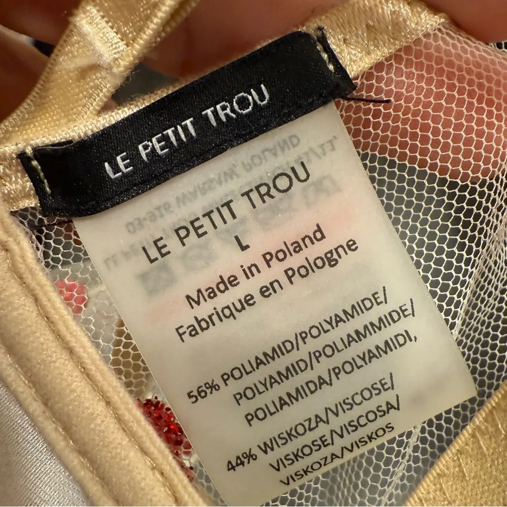 LE PETIT TROU Mesh Nude Red Bra size Large Tan - Image 3