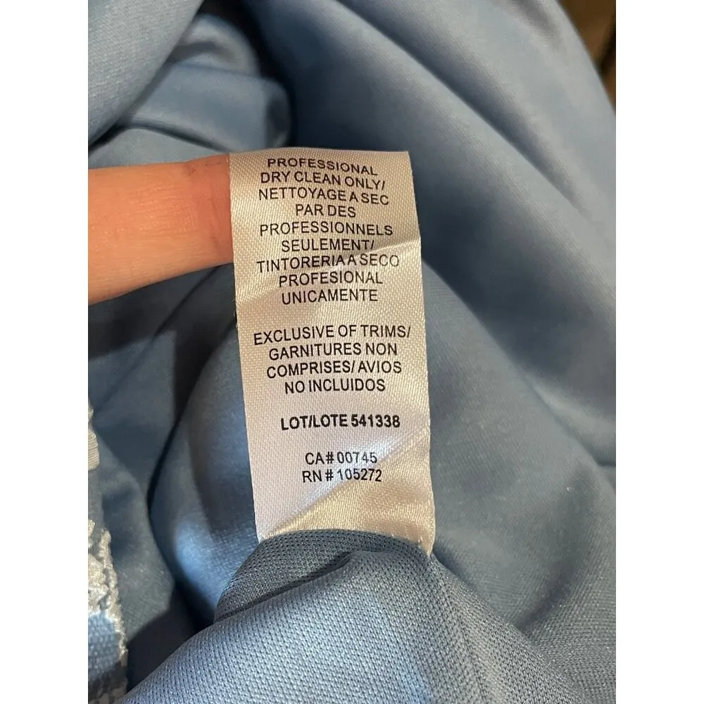 JS Collection Remi Sweetheart Lace Column Gown Slate Womens 4 Blue - Image 13