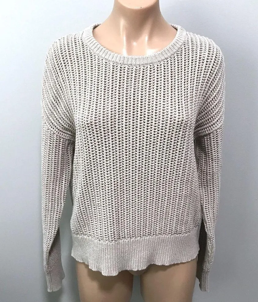Theory Open Knit Po Arshan Sweater Oatmeal Melange Medium - Image 2