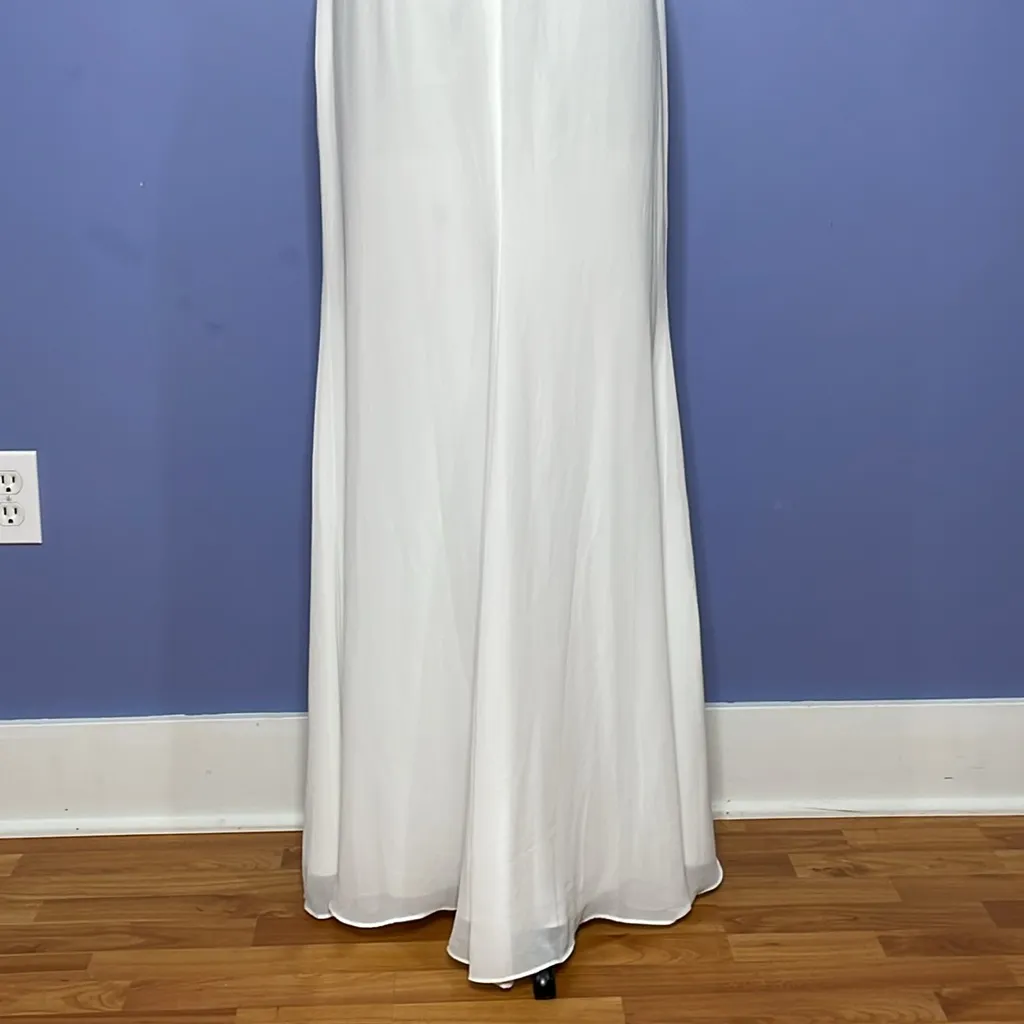 LuLus Bridal White Satin Backless Halter Gown Size Medium - Image 14