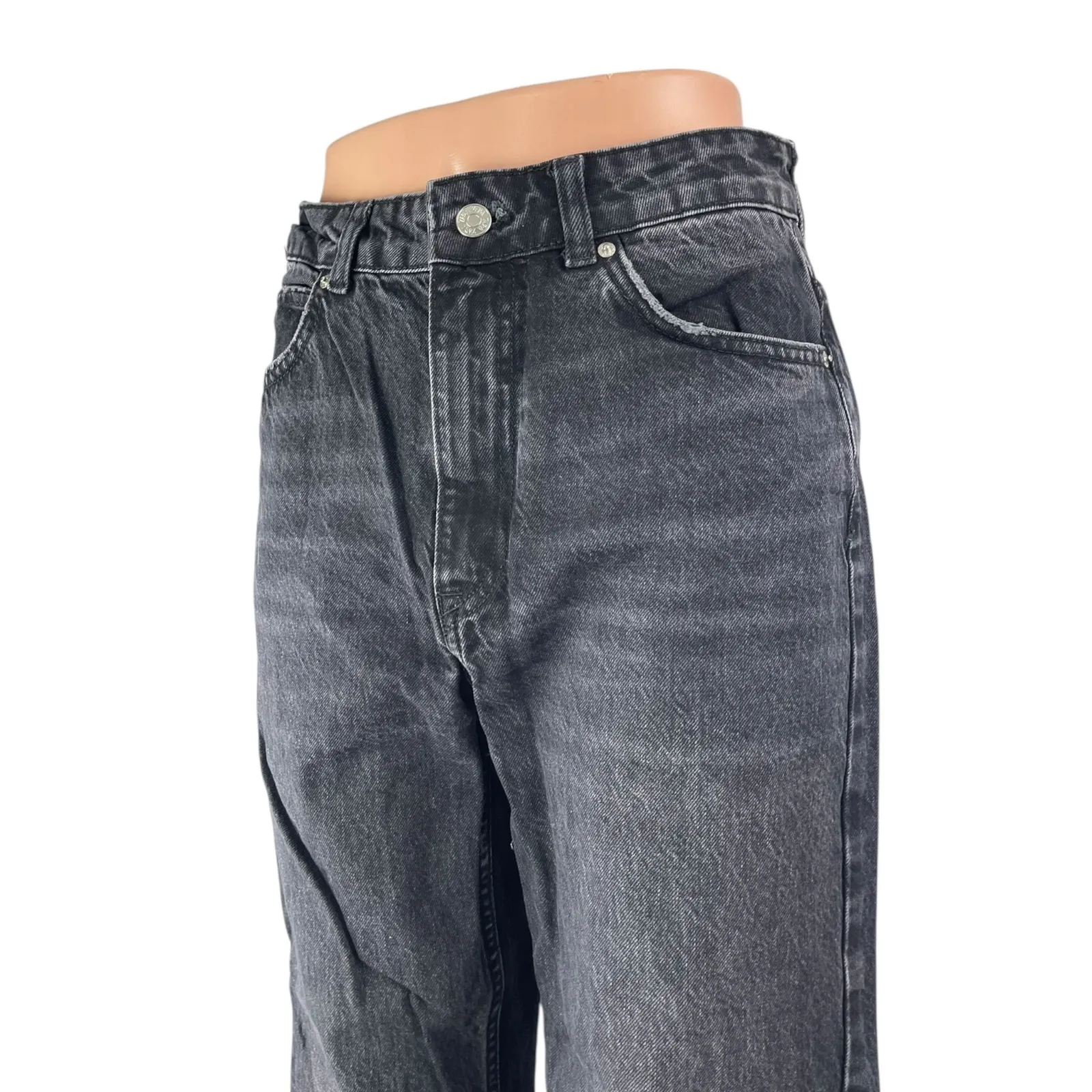 Zara Women's Black High Waisted Straight Wide Leg Baggy Denim Jeans Pants Size 6 - Image 3