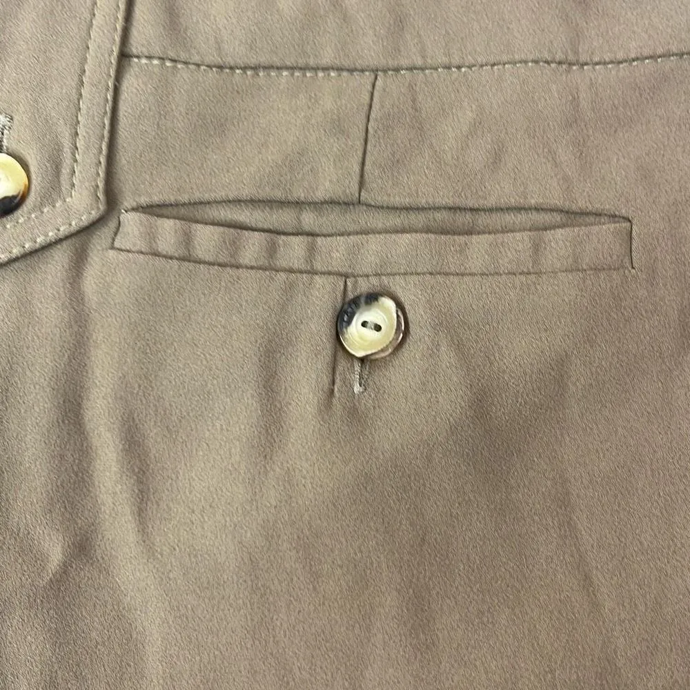 Patrizia Pepe Firenze Small IT 40 Brown High Waist Safari Pleated Shorts Pockets Brown - Image 6