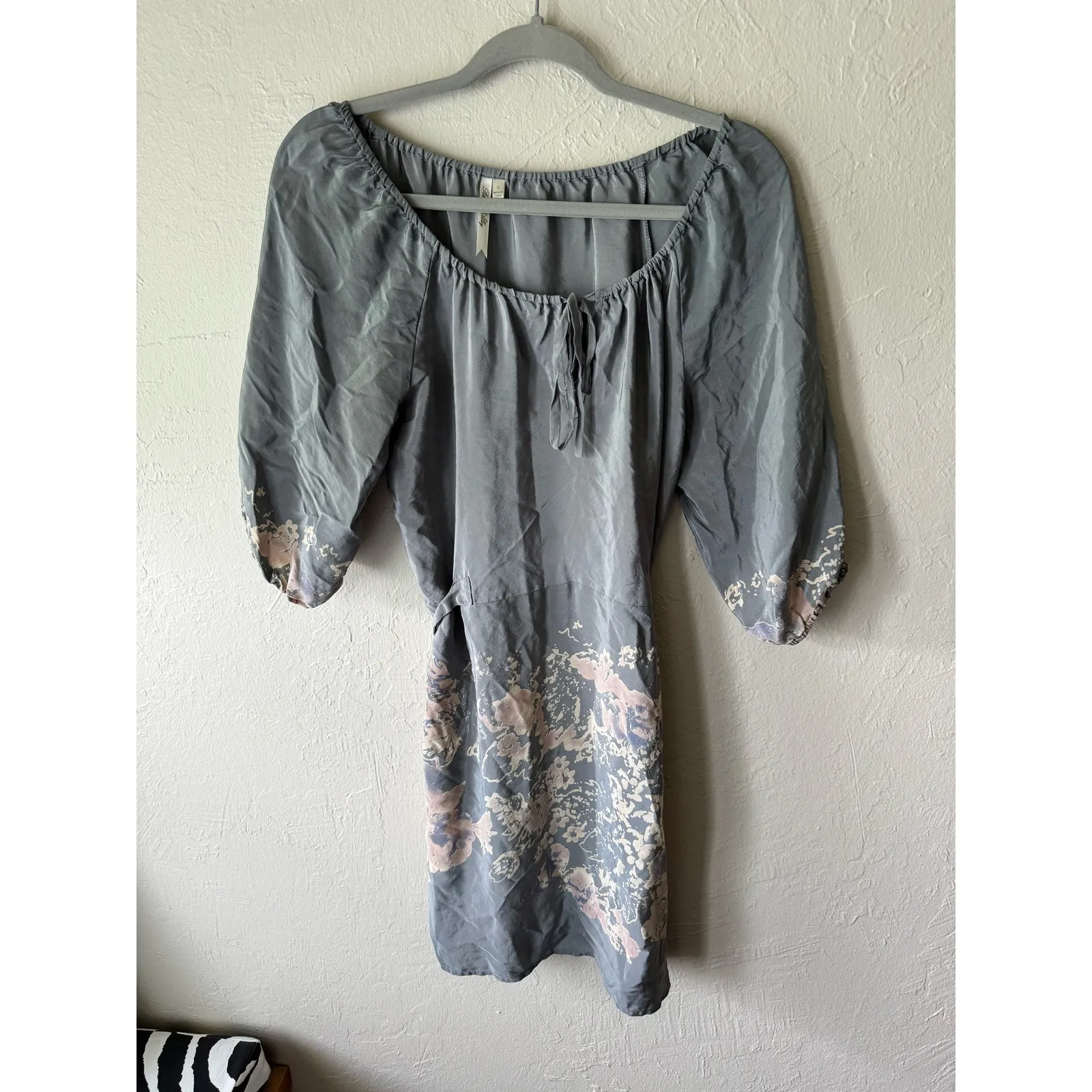 Petticoat Alley Silk Belted 3/4 Sleeve Abstract  Print Dress Size S - Image 6