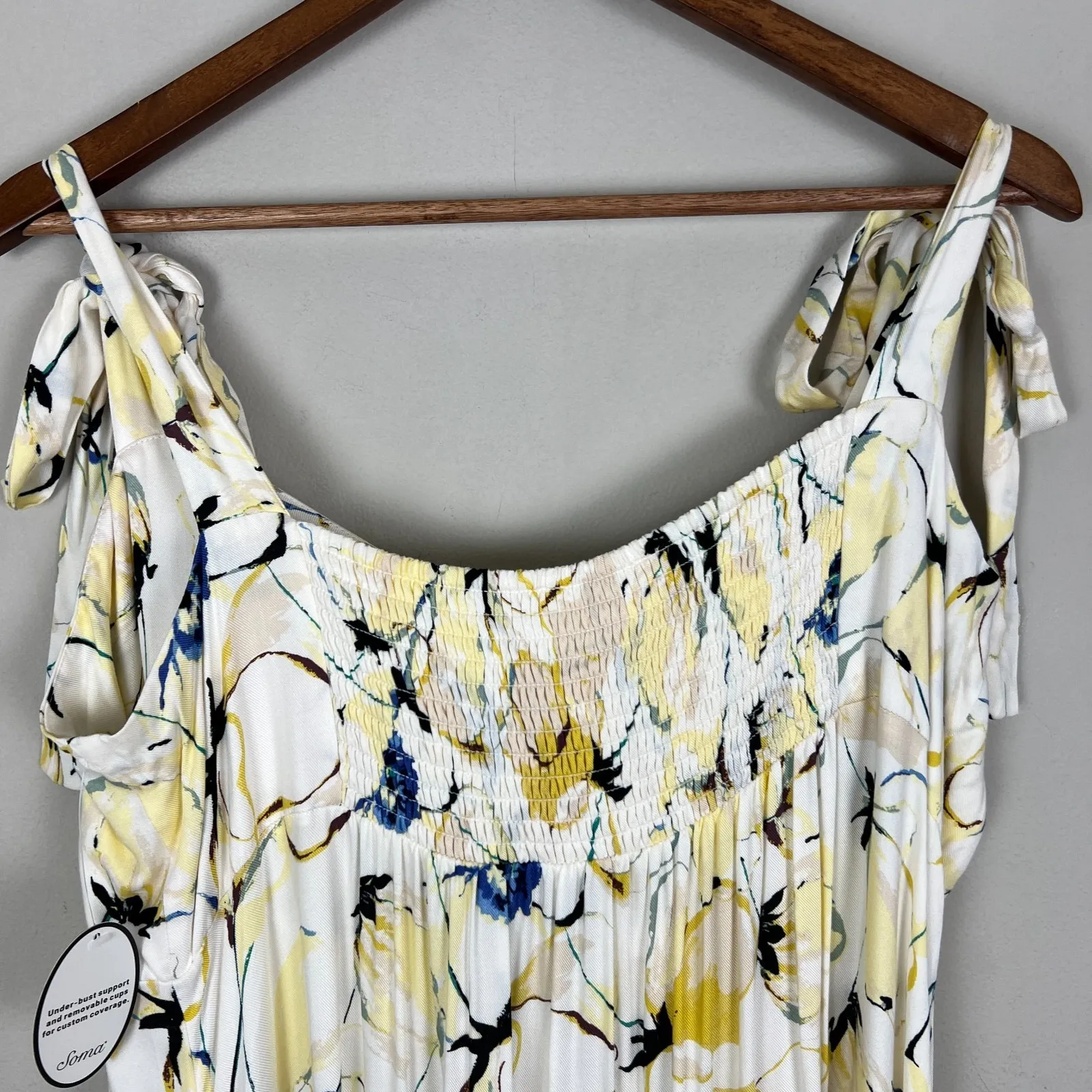 Soma Weekend Maxi Bra Dress XXL Yellow Blissful Blooms Rayon Challis Goddess NEW - Image 7