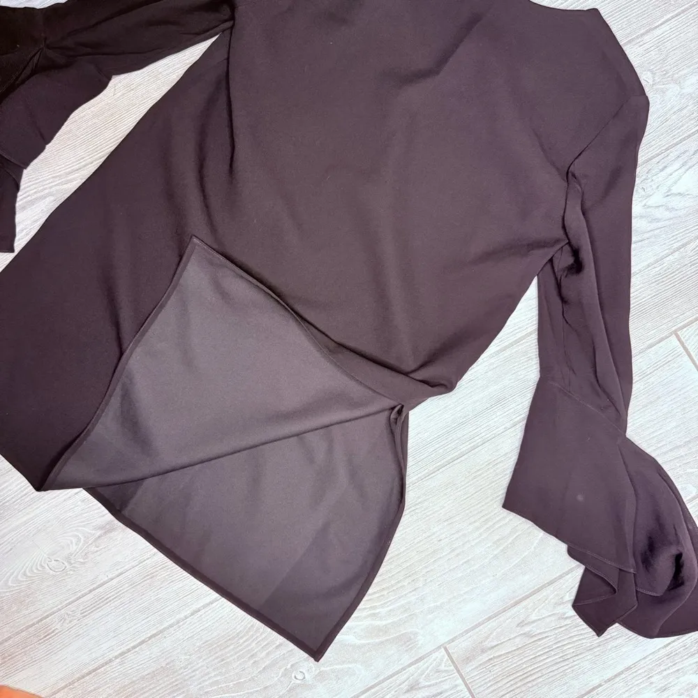 Laffayette 148 long sleeve tunic top shirt blouse w/ ruffle Belle sleeves large Black Size XL - Image 5