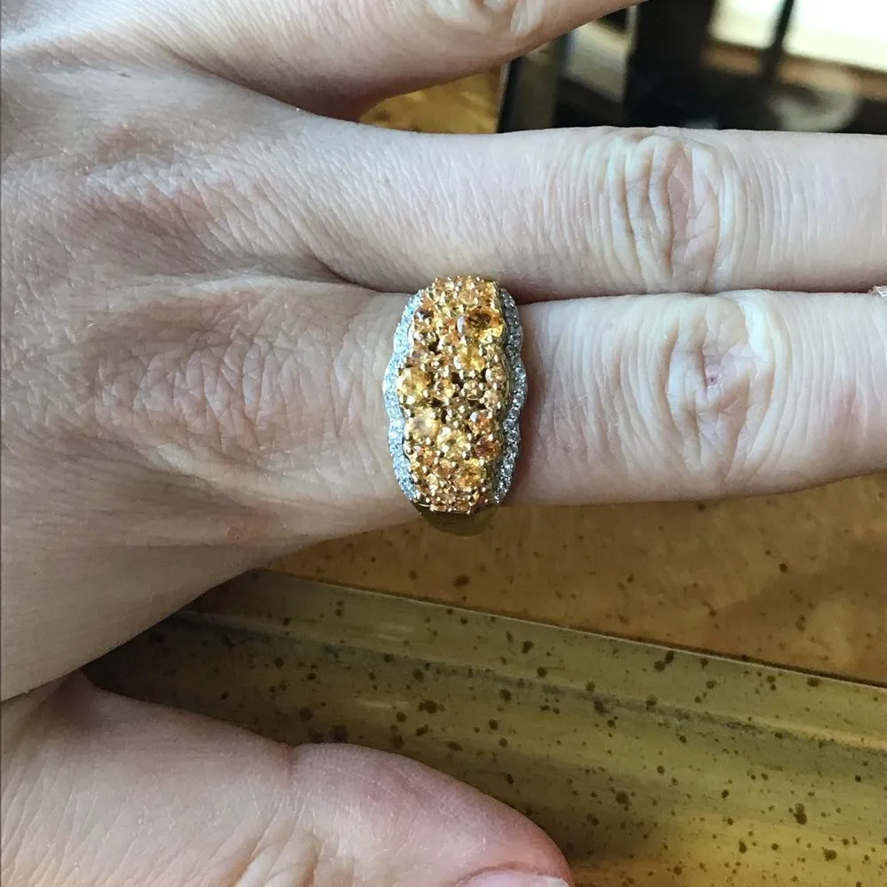 Natural Fanta Garnet Sterling Silver Cocktail Ring Size 10 Gold - Image 2