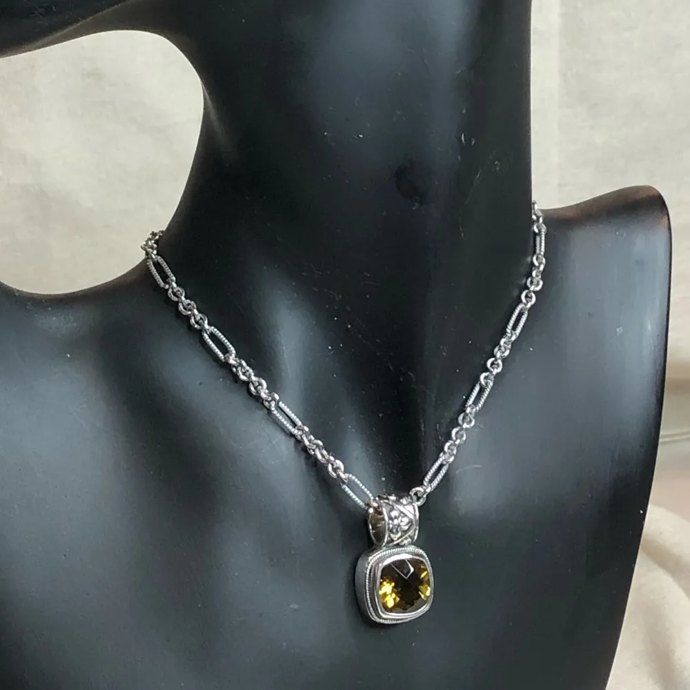 LORI BONN Cushion Cut Citrine Earrings & Sterling Silver Variegated Necklace - Image 11