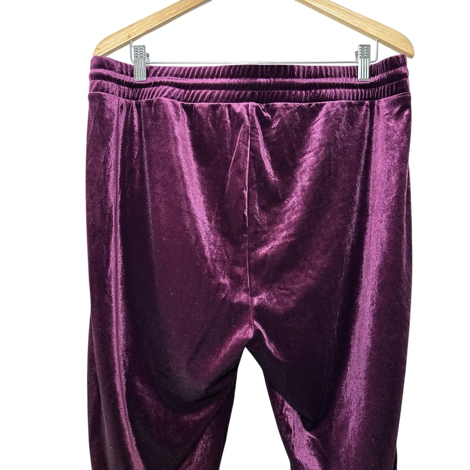 Torrid Womens Velour Tie Front Joggers 1X Burgundy Plush Velvet Lounge Pants - Image 12