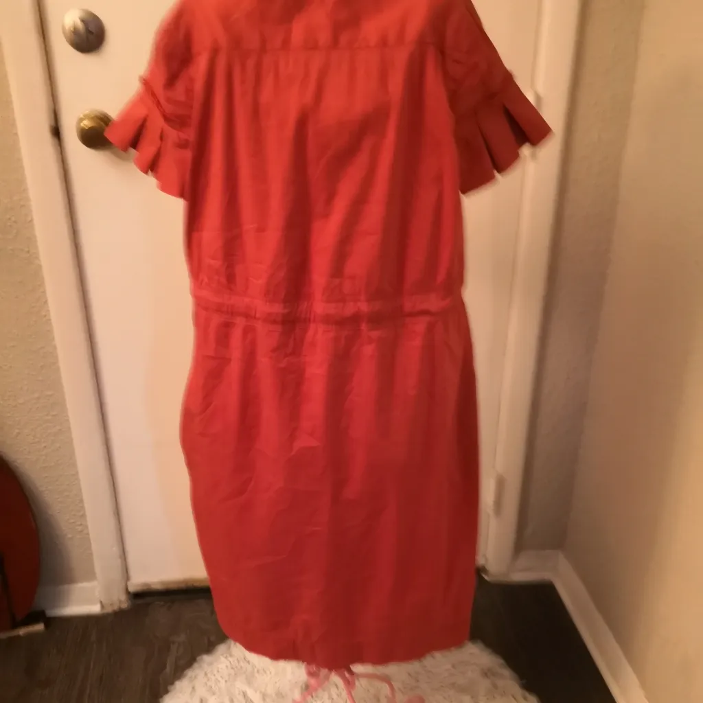 BCBGMaxAzria Flutter Sleeve Cottage Core Shirt Dress 2 Midi Minimalist Tradwife - Image 3