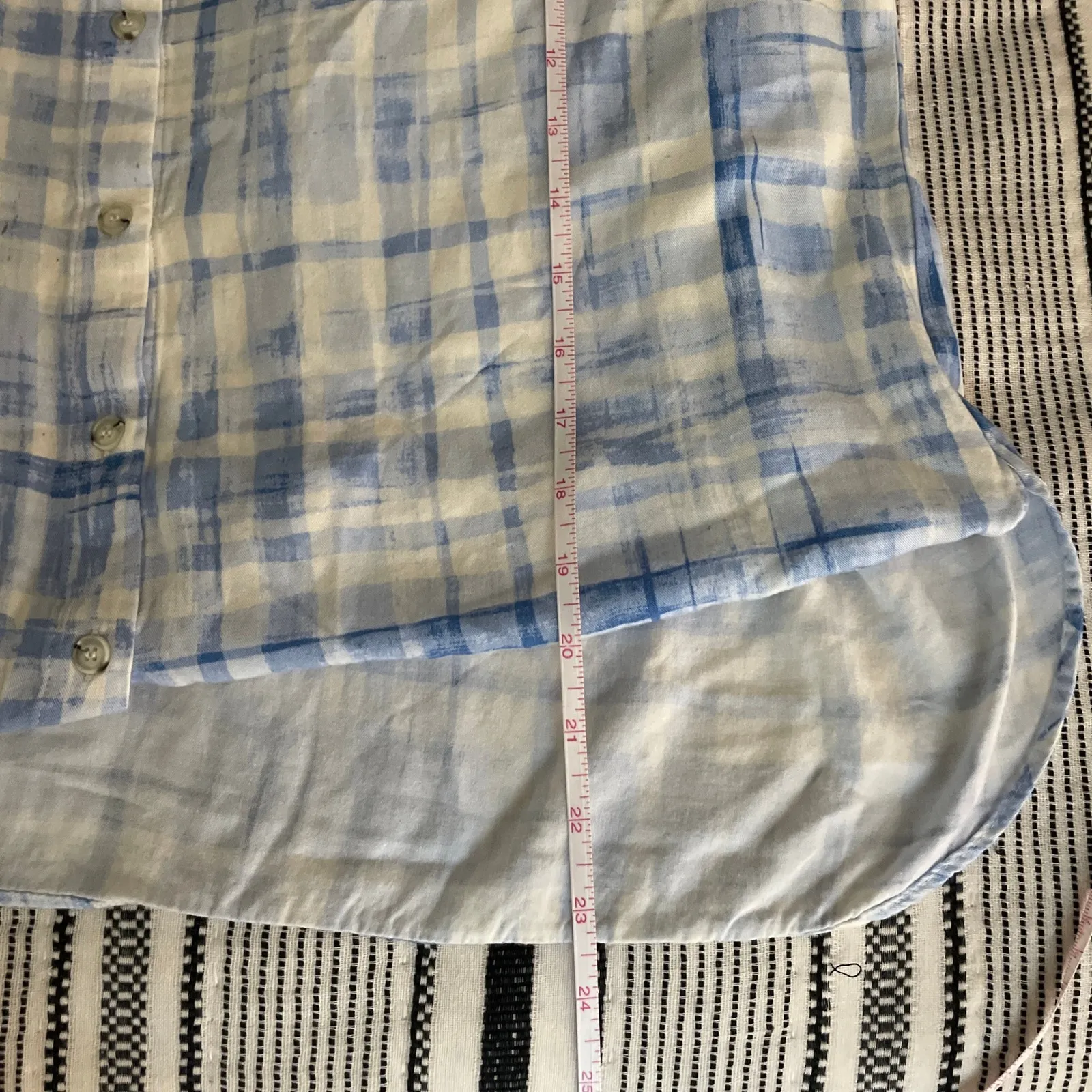 Rose & Olive Plaid‎ Short Sleeve Shirt Large Blue Button Down Preppy Clean Girl - Image 6