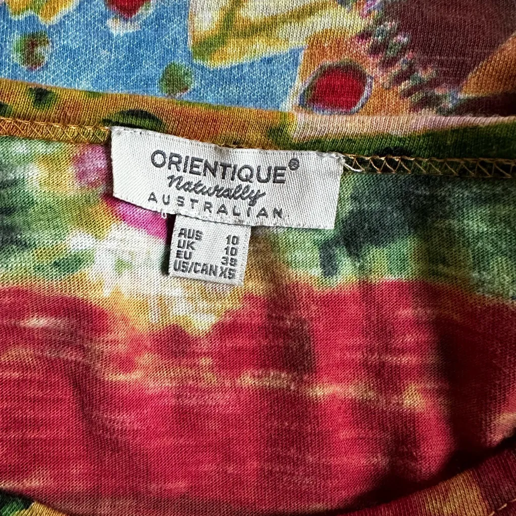 NEW Orientique Naturally Australia Colorful Dress Organic Cotton Oversized XS Orange - Image 3