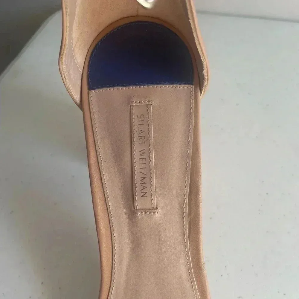 Stuart Weitzman Nearly nude Sandal Block Heel Strappy Heels Like New‎ Size 12 - Image 10