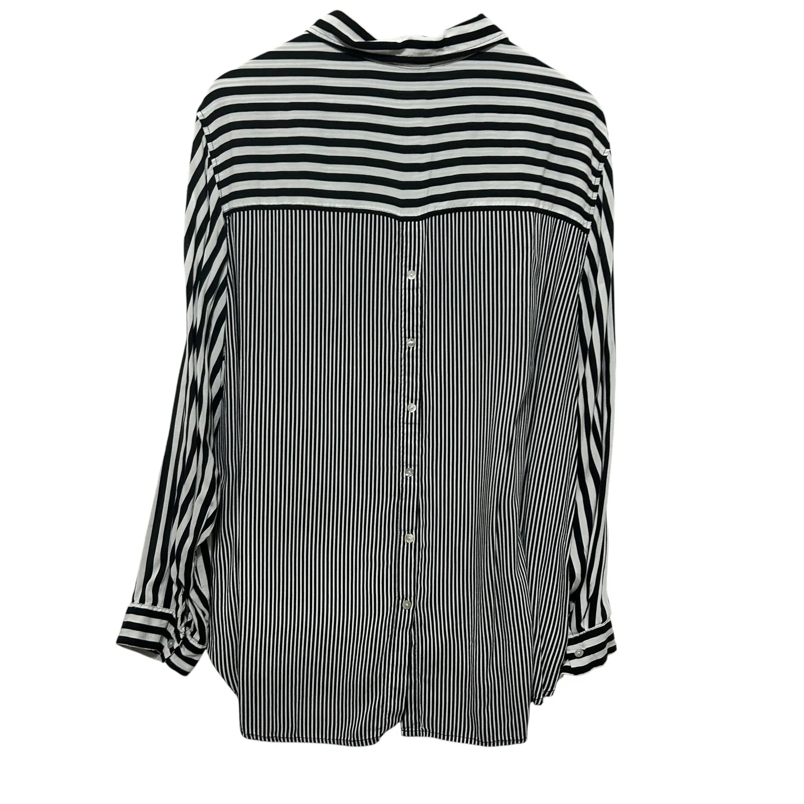 Jane And Delancey Women Top 2X Black White Striped Button Back Indie Sleaze Rock - Image 2
