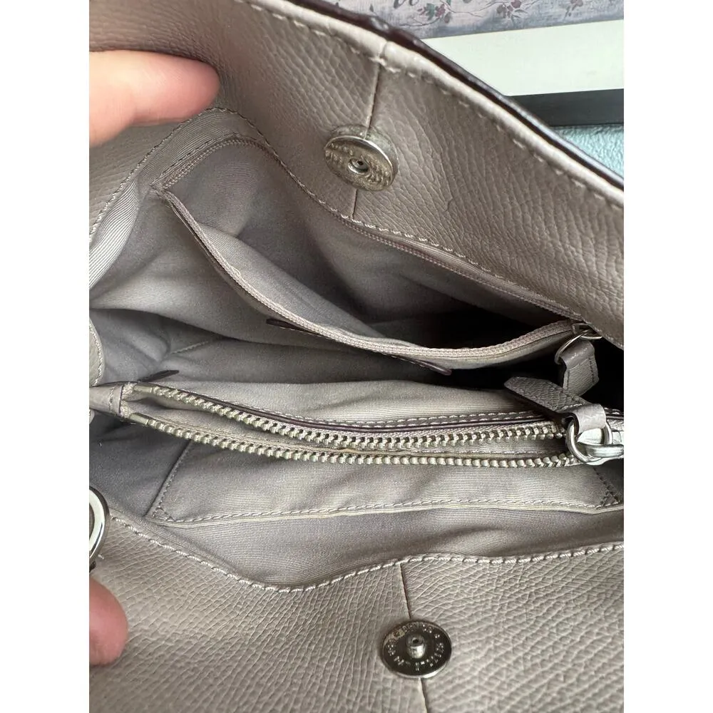 Women's Coach Minneta Crossbody Taupe Crossgrain Leather Satchel Quiet Luxury - Image 7