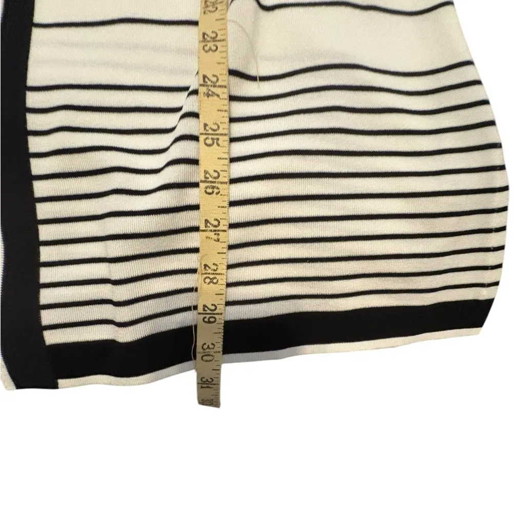Misook black and white striped one button long sleeve cardigan size large - Image 6