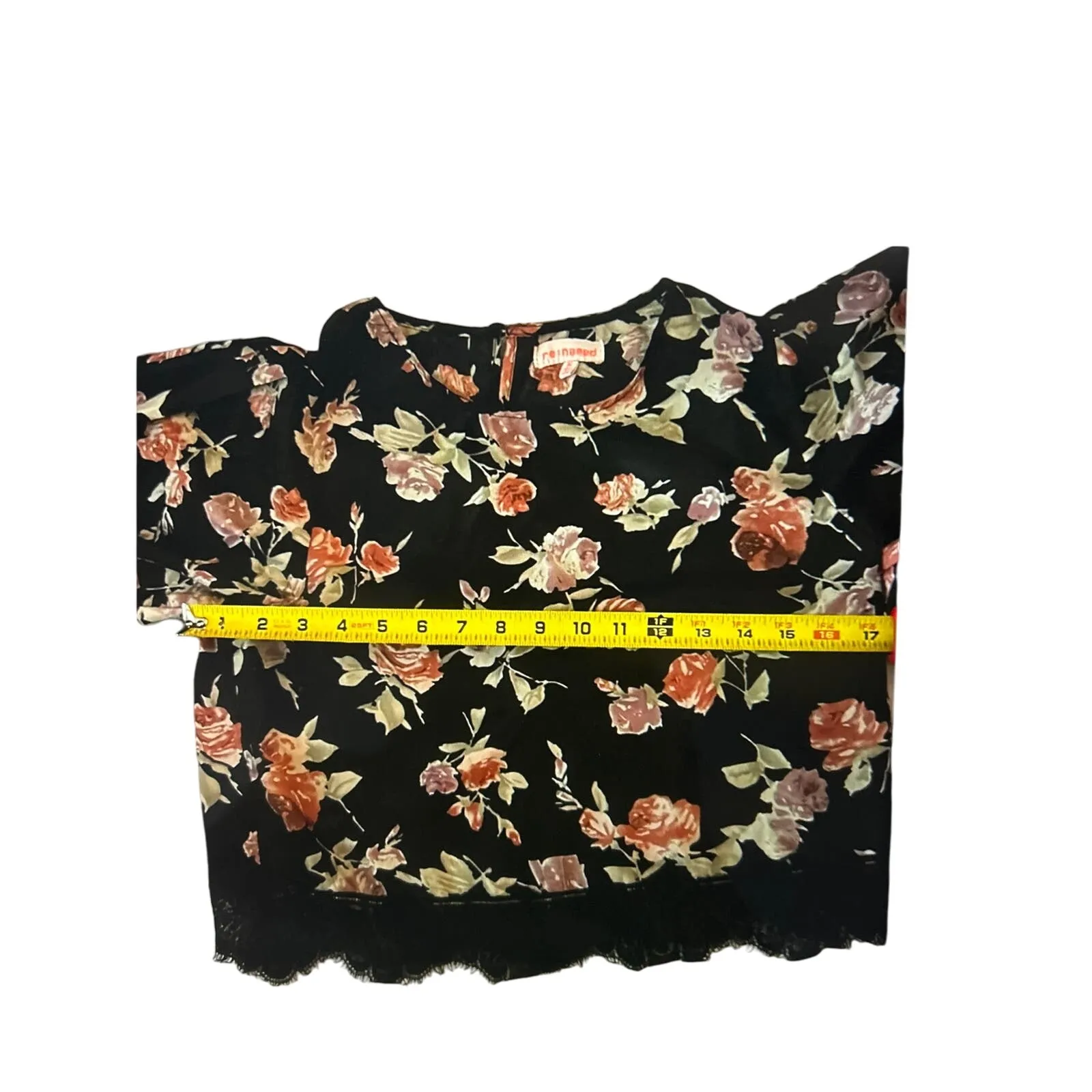 Re: Named Floral Lace Trim Crop Top M Bell Sleeve Coverup Beach Lingerie Boho Black Size M - Image 7