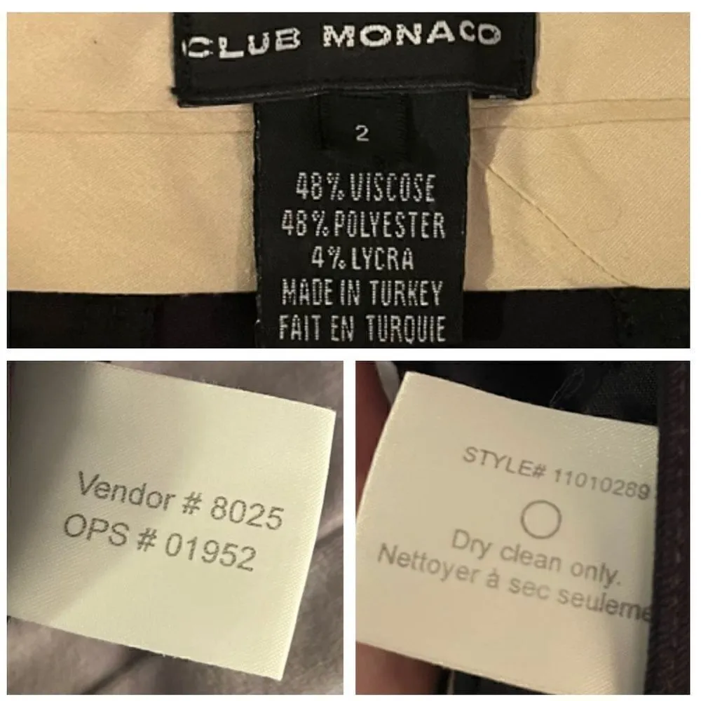 Club Monaco Wide Leg Trouser Pants Full Length Flat Front Black 2 - Image 6