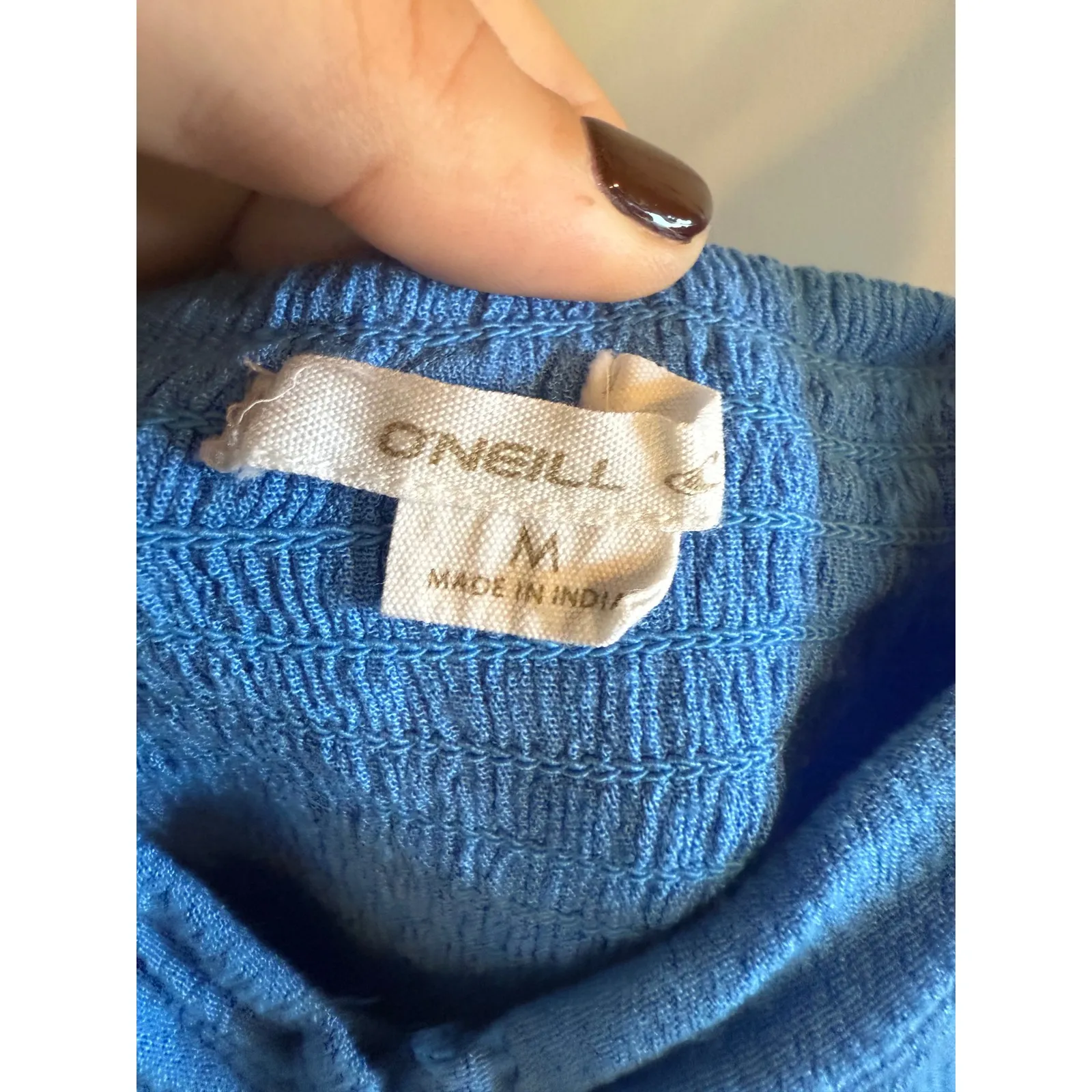 O'Neill Blue Gauze Jumpsuit Spaghetti Strap Ruched Women's Medium - Image 2