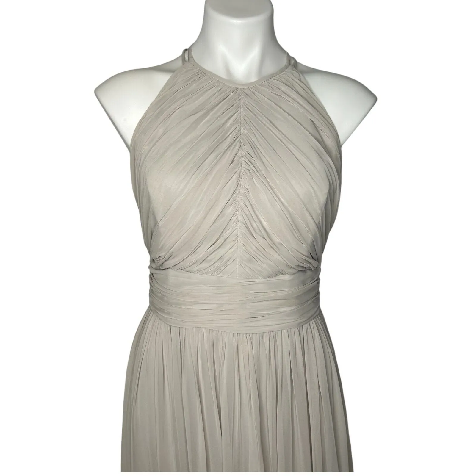 Dessy Collection‎ Dress Halter Maxi Gown Prom Shirred Chiffon Open Back 6 8 - Image 5