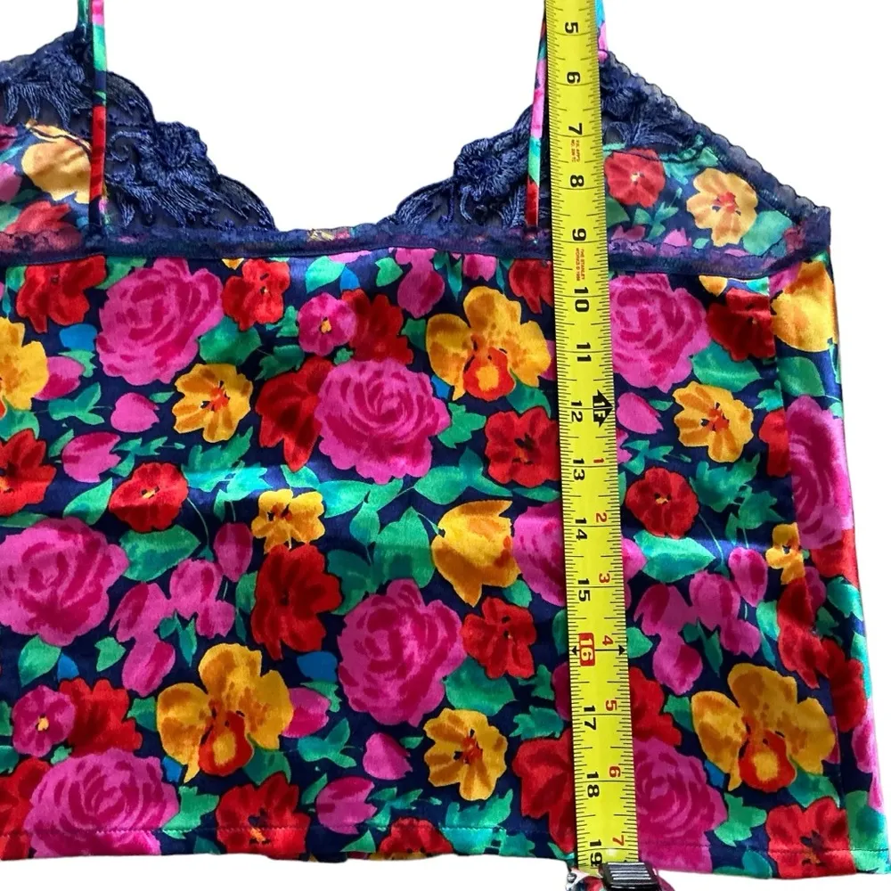 90s Victoria’s Secret satin floral camisole sleep PJs top bustier size medium - Image 3