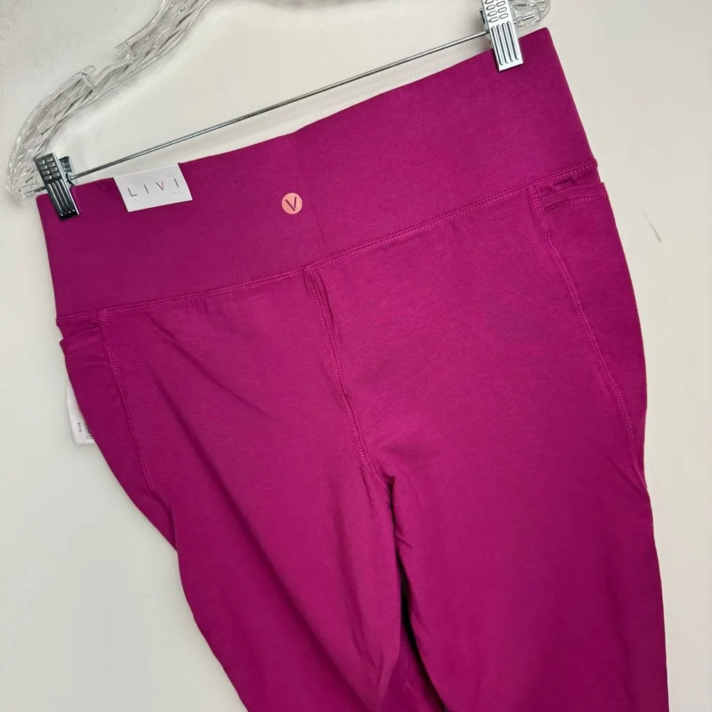 NWT Livi Active Sz 14/16 High Rise Stretch Crop Leggings Capri Pink Berry - Image 14