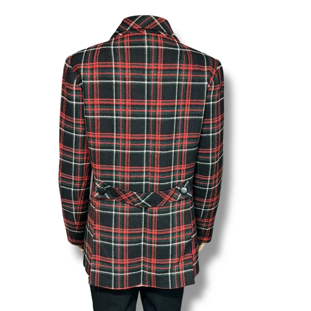 CAbi Womens Double Breasted Wool Blend Coat Jacket Plaid Red Black White Size 8 - Image 5