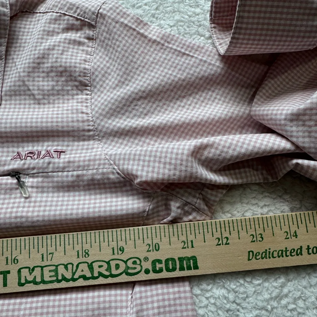Ladies Ariat Ventek Long Sleeve Shirt Pink White Large Checkered - Image 4