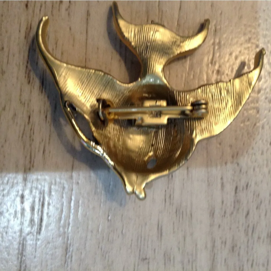 Brooch fish , mixed goldtone brushed and shiny Gold - Image 7
